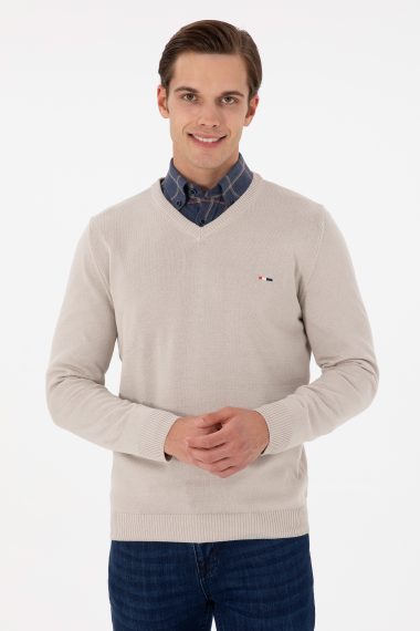 بافت بیسیک یقه هفت خاکستری  اندامی  مردانه یو اس پولو | US POLO ASSN