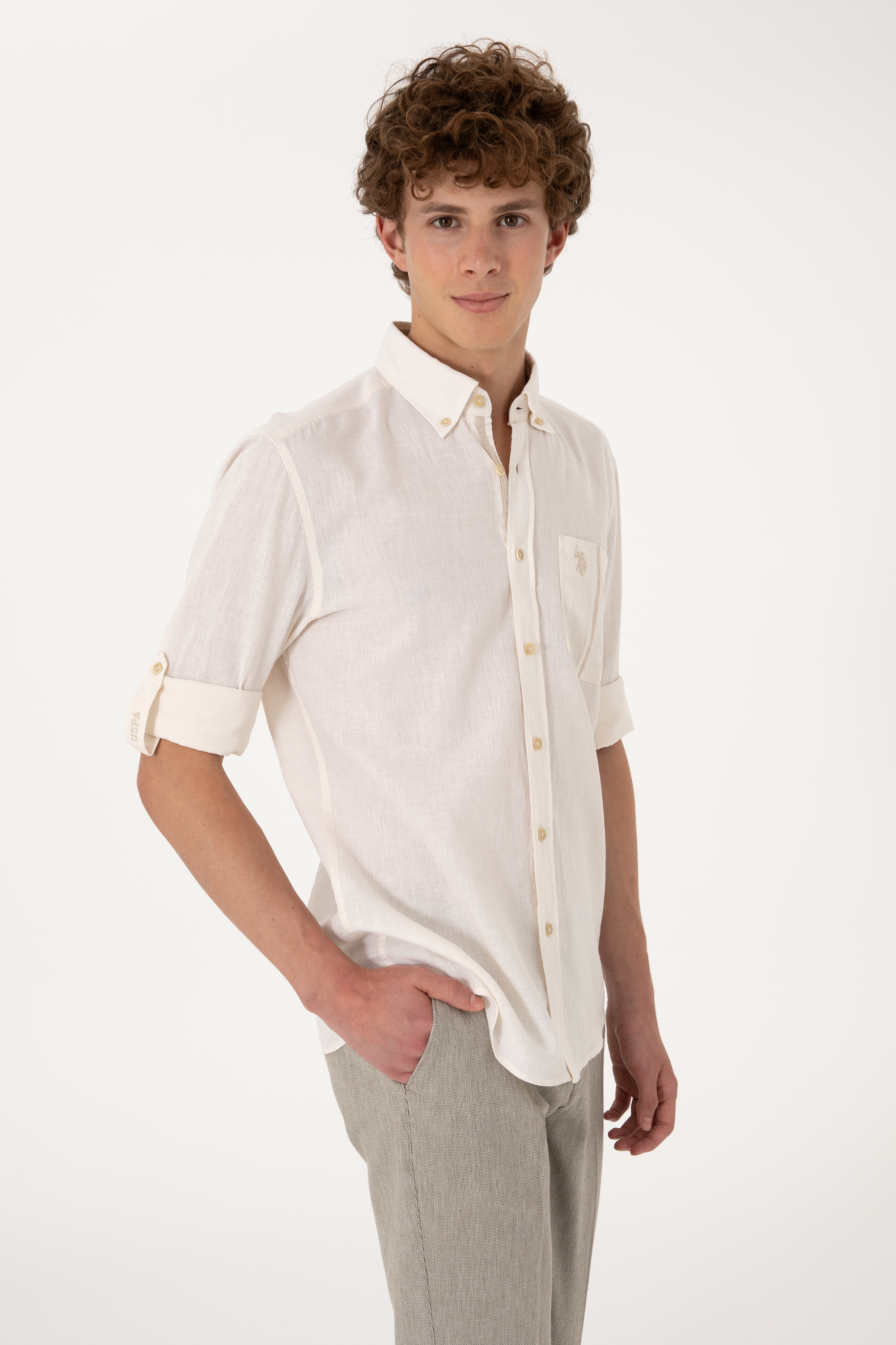 پیراهن خاکستری رگولار مردانه یو اس پولو | US POLO ASSN