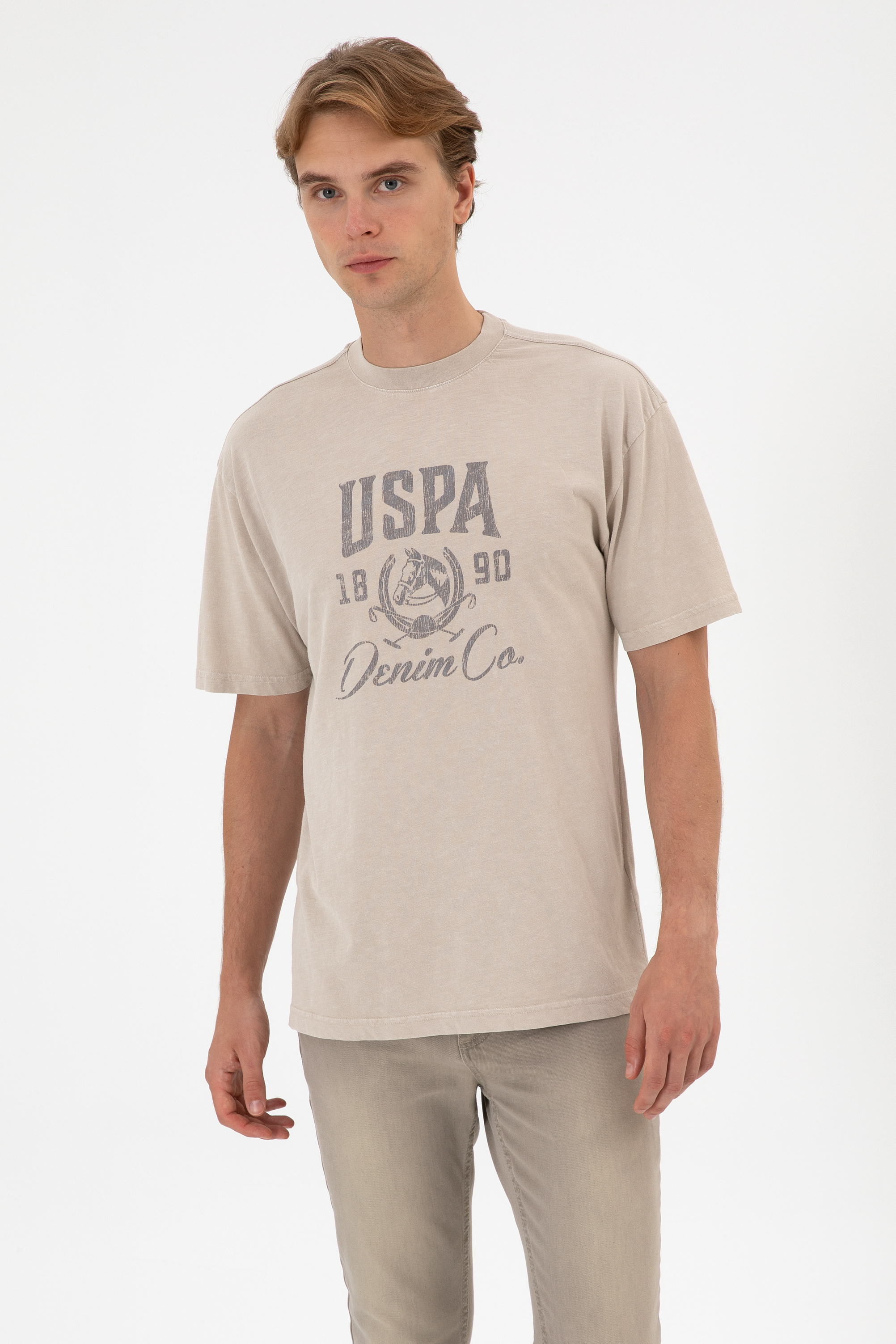 تی شرت خاکستری ریلکس مردانه یو اس پولو | US POLO ASSN