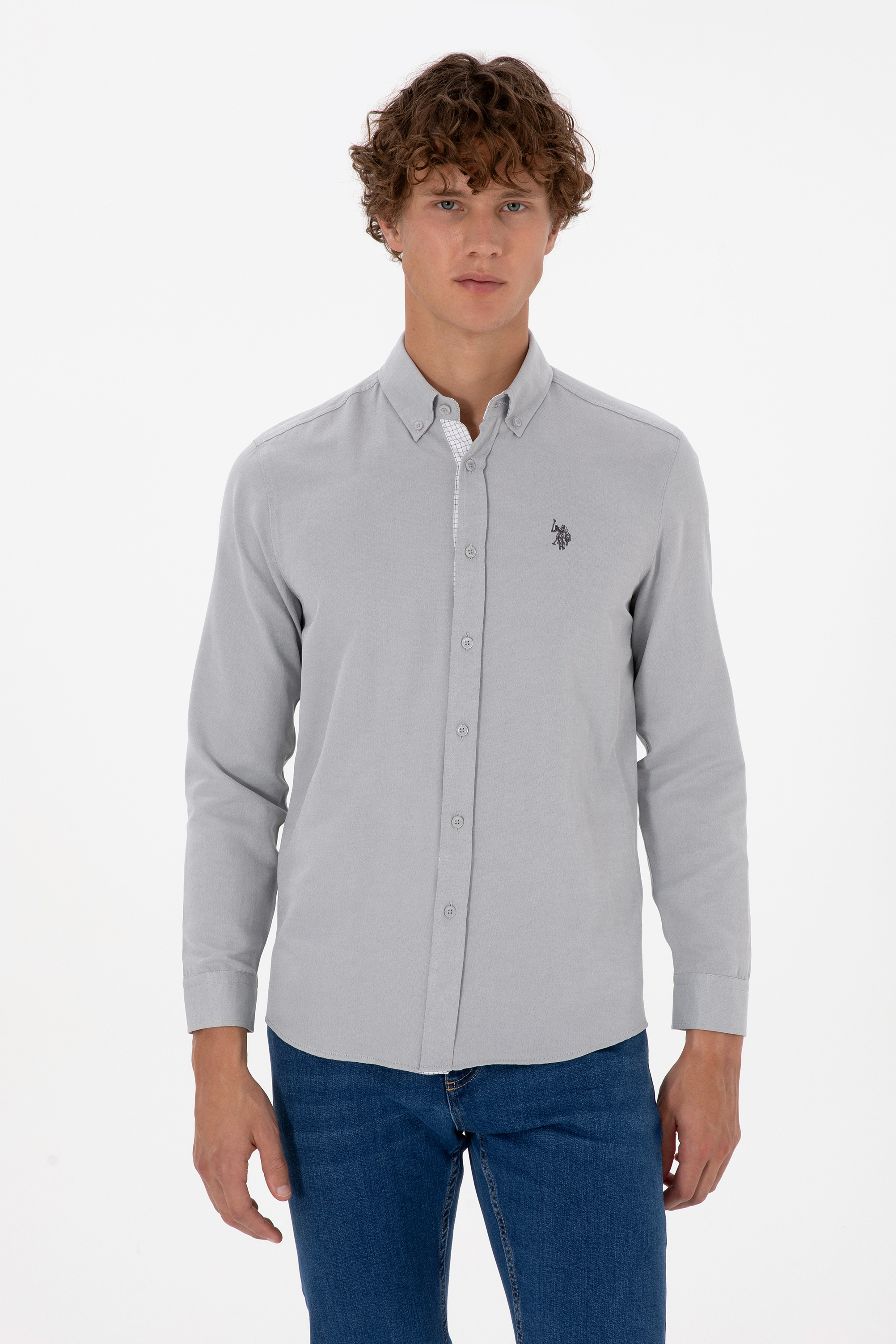 پیراهن خاکستری رگولار مردانه یو اس پولو | US POLO ASSN