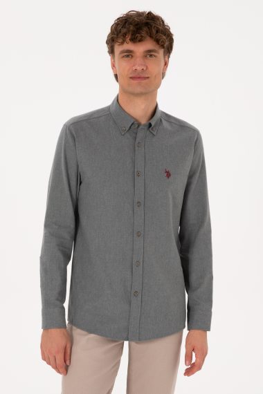 پیراهن  خاکستری  اندامی  مردانه یو اس پولو | US POLO ASSN