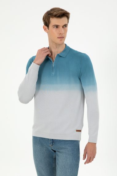 بافت  خاکستری  اندامی آستین بلند مردانه یو اس پولو | US POLO ASSN