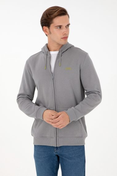 ژاکت هودی خاکستری  رگولار آستین بلند مردانه یو اس پولو | US POLO ASSN