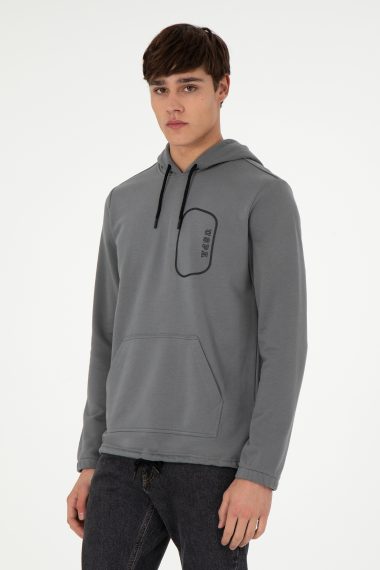 سویشرت هودی خاکستری  رگولار آستین بلند مردانه یو اس پولو | US POLO ASSN
