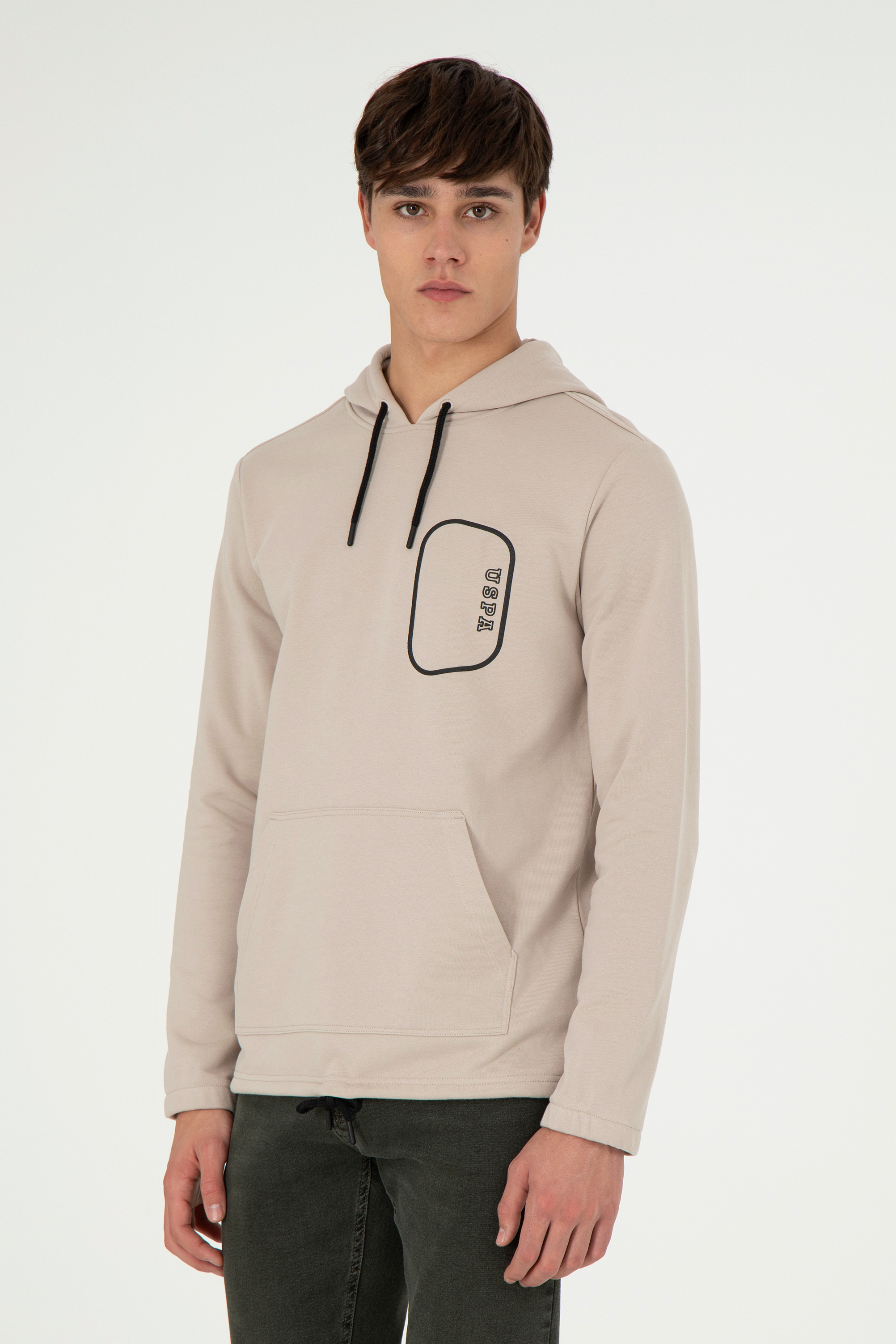 سویشرت آستین بلند رگولار هودی خاکستری مردانه یو اس پولو سویشرت هودی خاکستری  رگولار آستین بلند مردانه یو اس پولو | US POLO ASSN