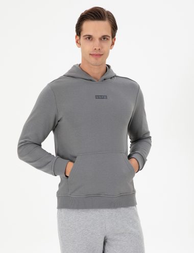سویشرت هودی خاکستری  رگولار آستین بلند مردانه یو اس پولو | US POLO ASSN