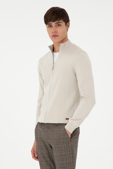 ژاکت تریکو بیسیک  خاکستری  اندامی  مردانه یو اس پولو | US POLO ASSN