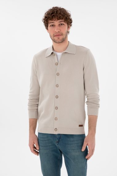 ژاکت تریکو بیسیک  خاکستری  رگولار  مردانه یو اس پولو | US POLO ASSN