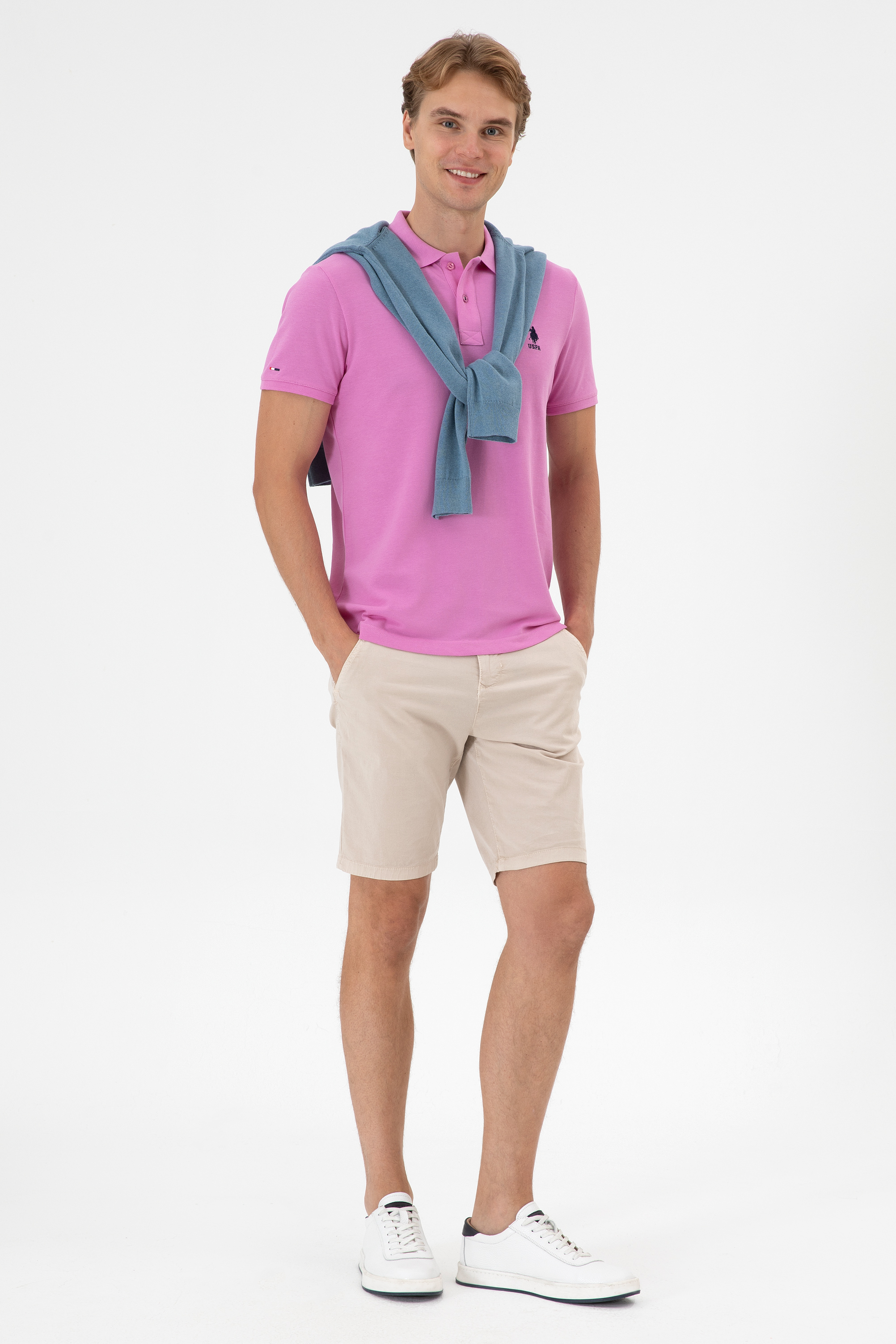 شلوارک خاکستری رگولار مردانه یو اس پولو | US POLO ASSN