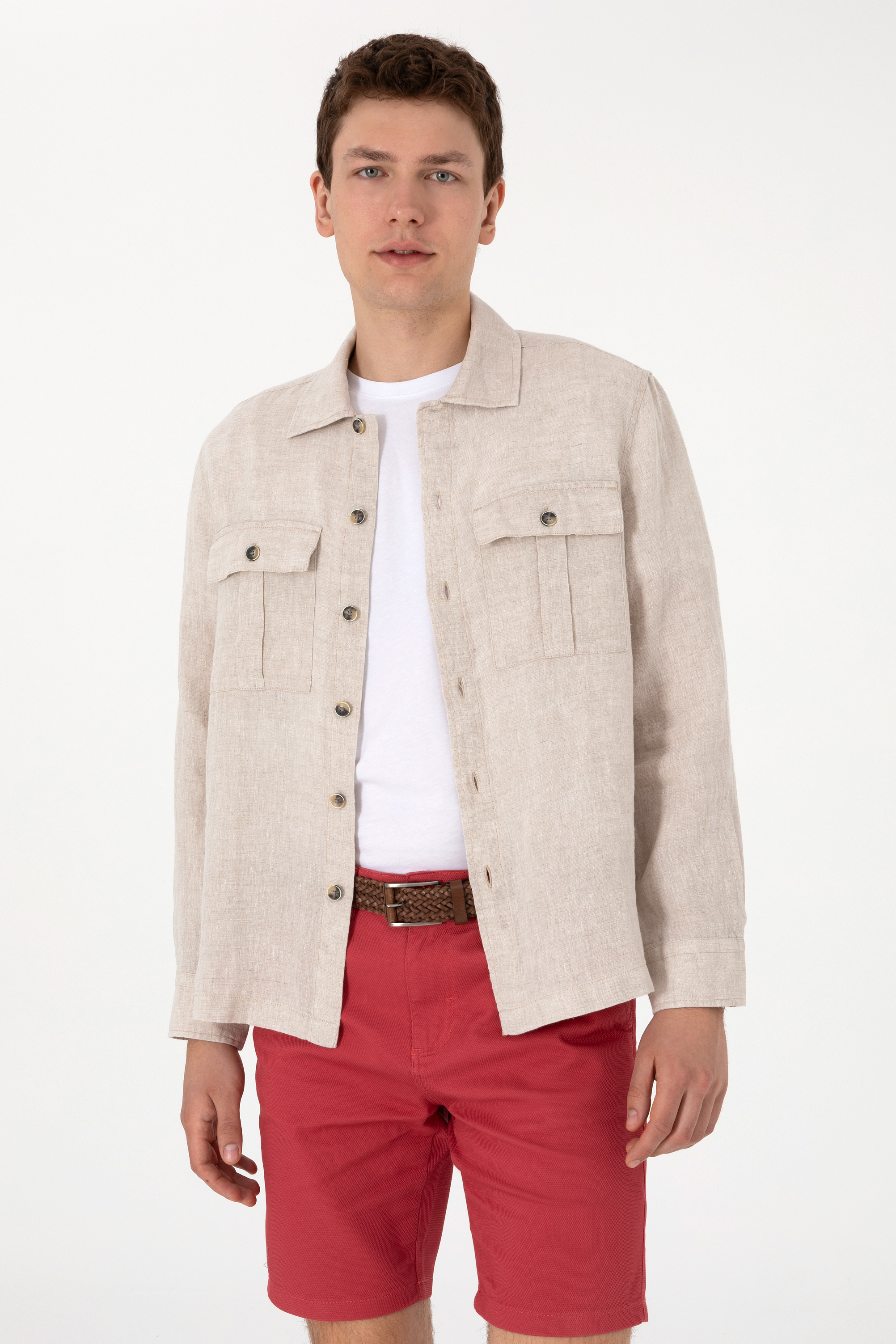 پیراهن خاکستری ریلکس مردانه یو اس پولو | US POLO ASSN