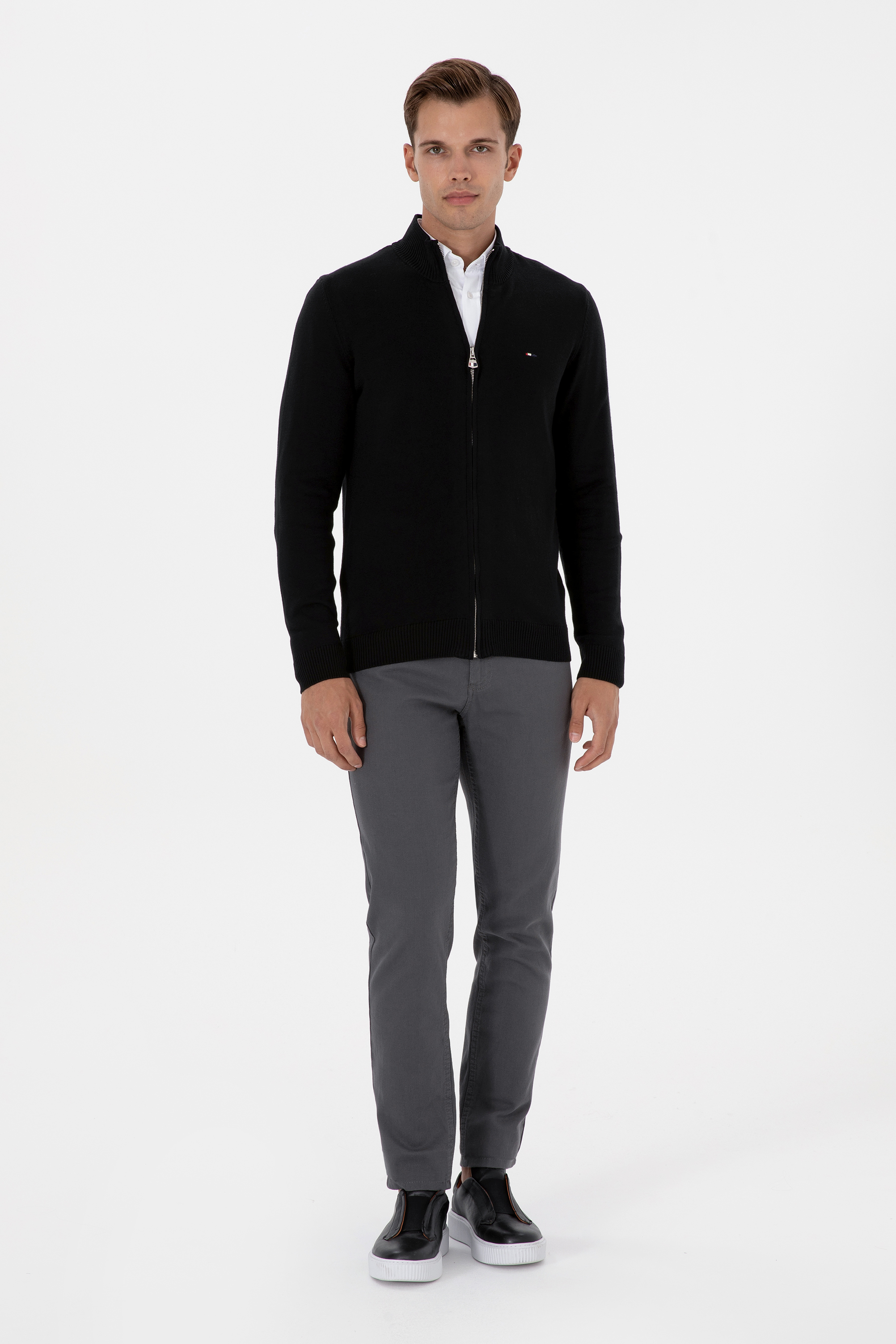 شلوار کانواس / چینو خاکستری اندامی مردانه یو اس پولو | US POLO ASSN