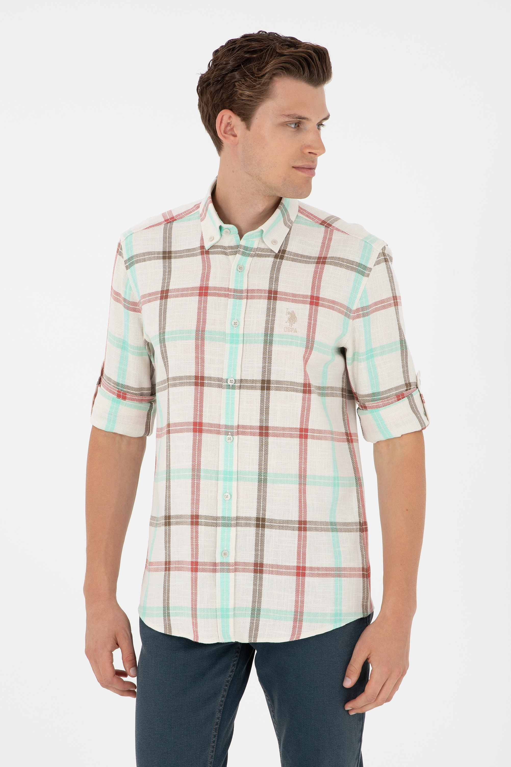 پیراهن خاکستری رگولار مردانه یو اس پولو | US POLO ASSN