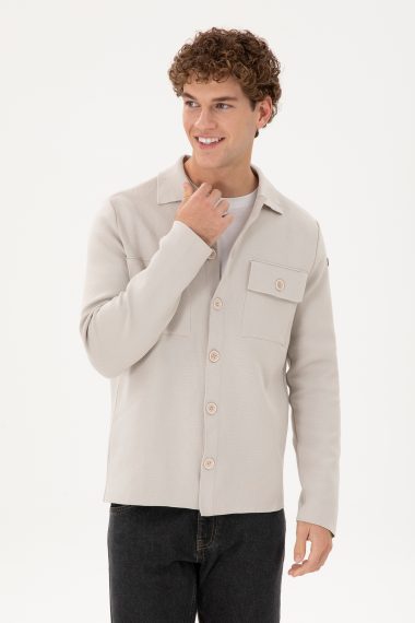ژاکت تریکو  خاکستری  رگولار آستین بلند مردانه یو اس پولو | US POLO ASSN