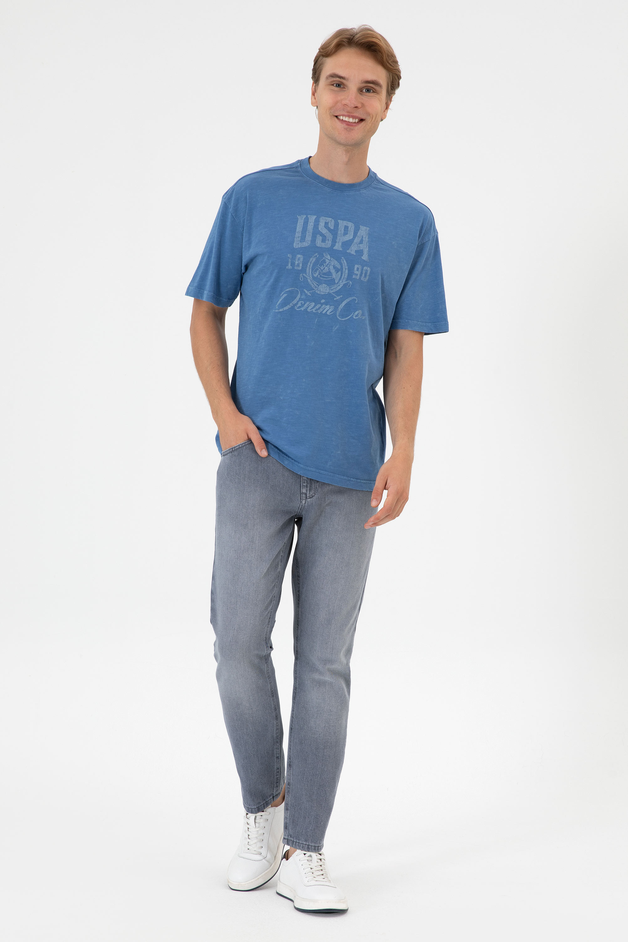 شلوار جین خاکستری Tapered مردانه یو اس پولو | US POLO ASSN