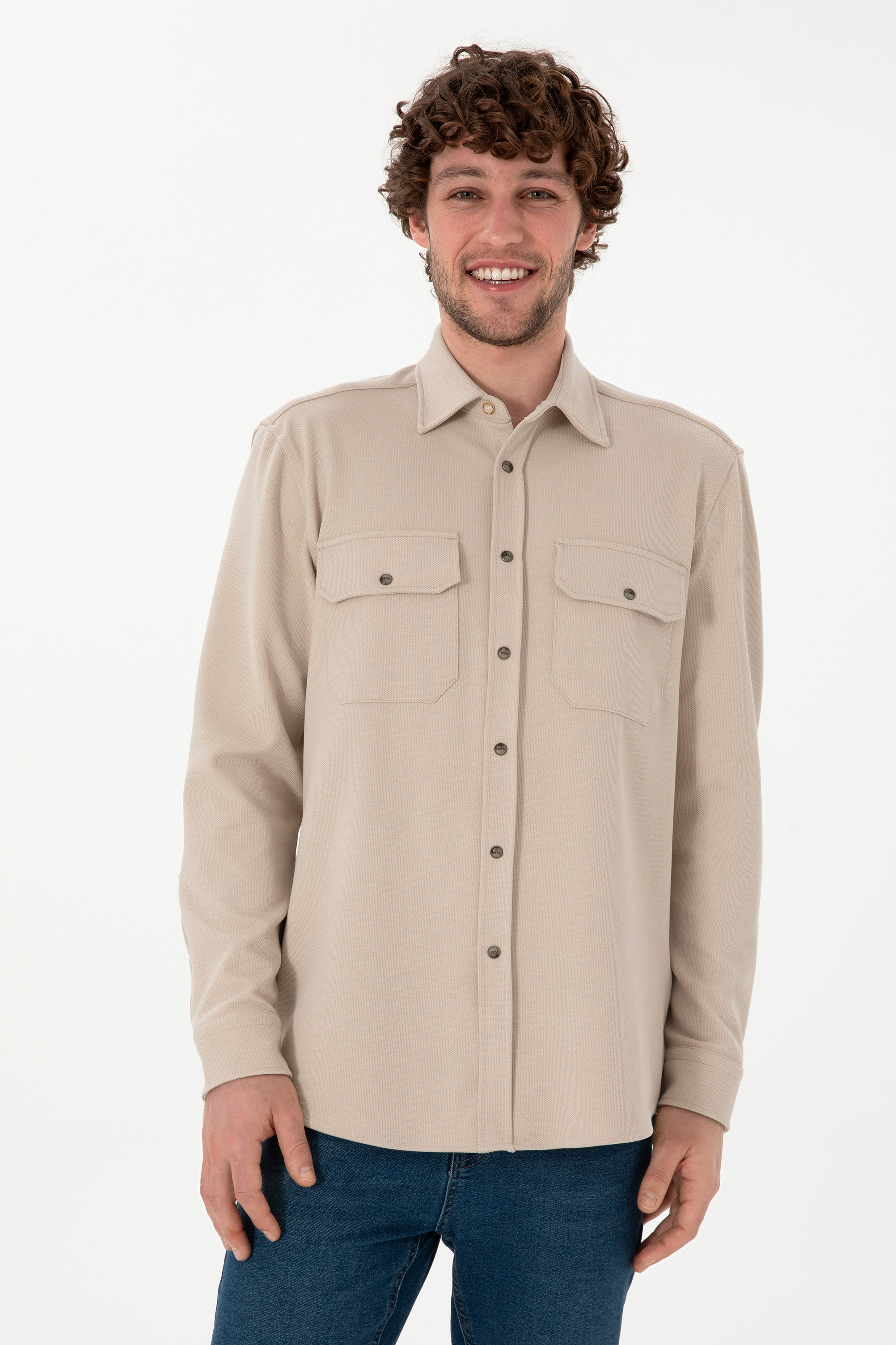 پیراهن خاکستری ریلکس مردانه یو اس پولو | US POLO ASSN