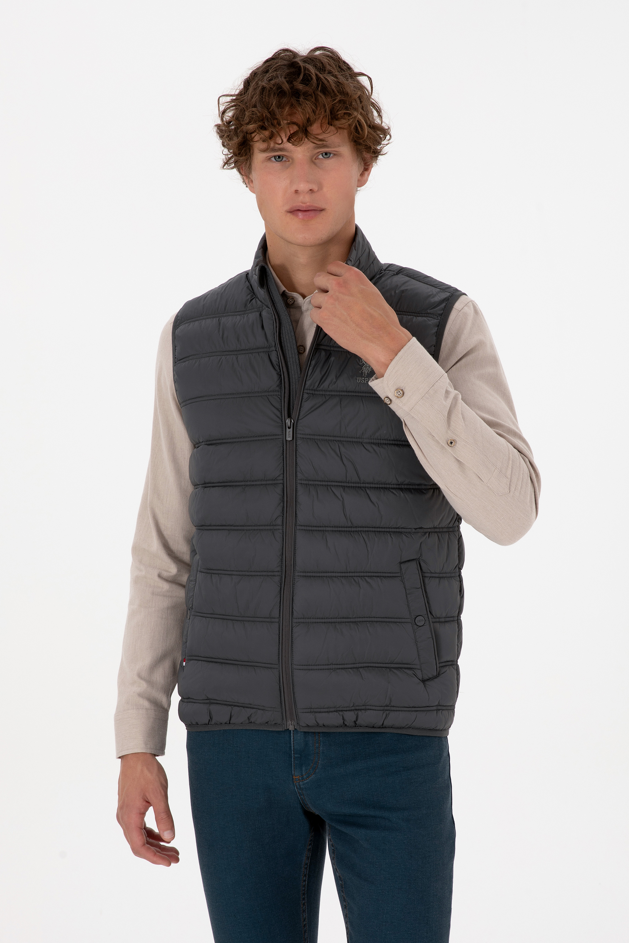 جلیقه خاکستری بیسیک مردانه یو اس پولو | US POLO ASSN