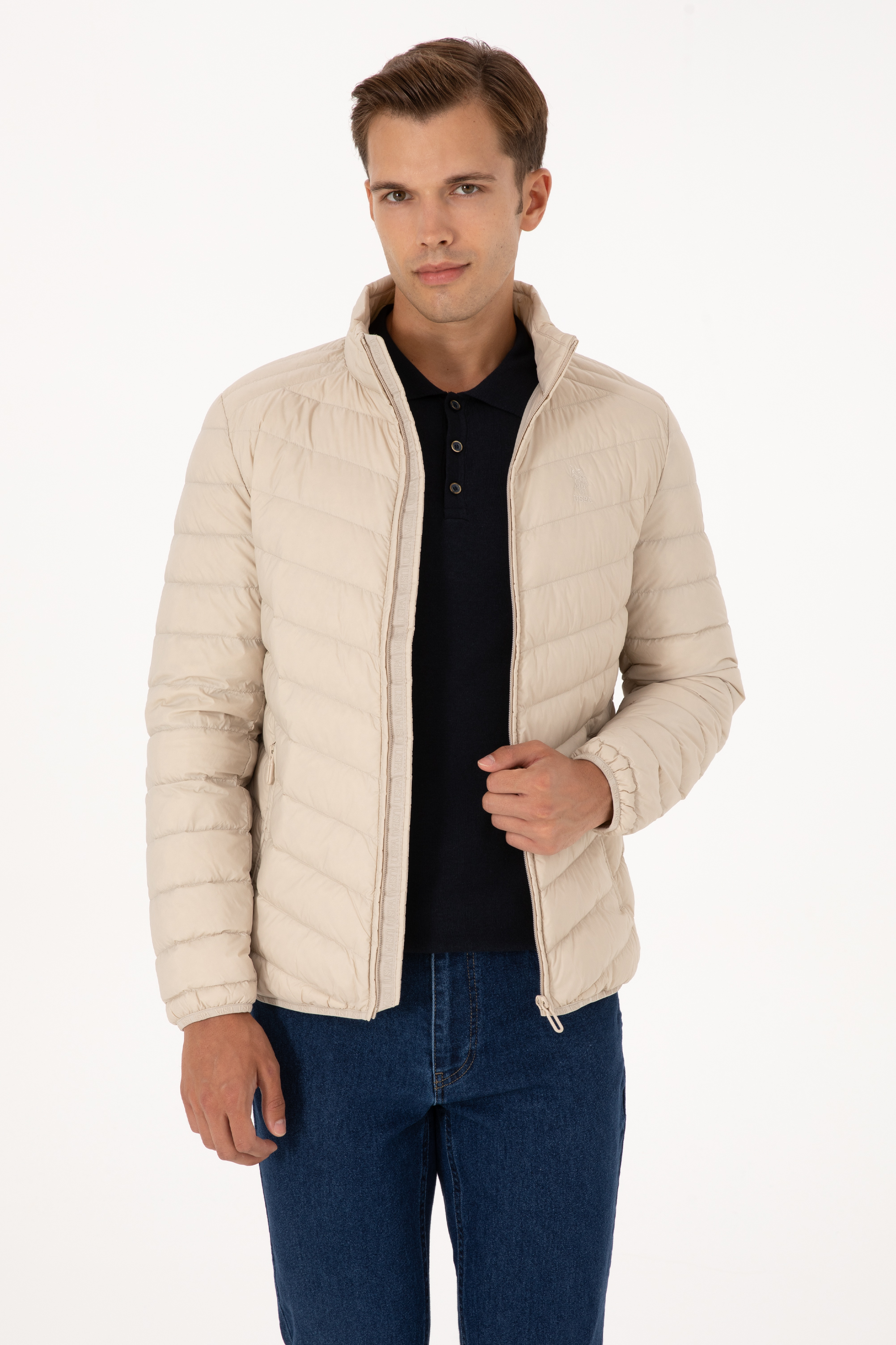 کاپشن خاکستری اندامی مردانه یو اس پولو | US POLO ASSN