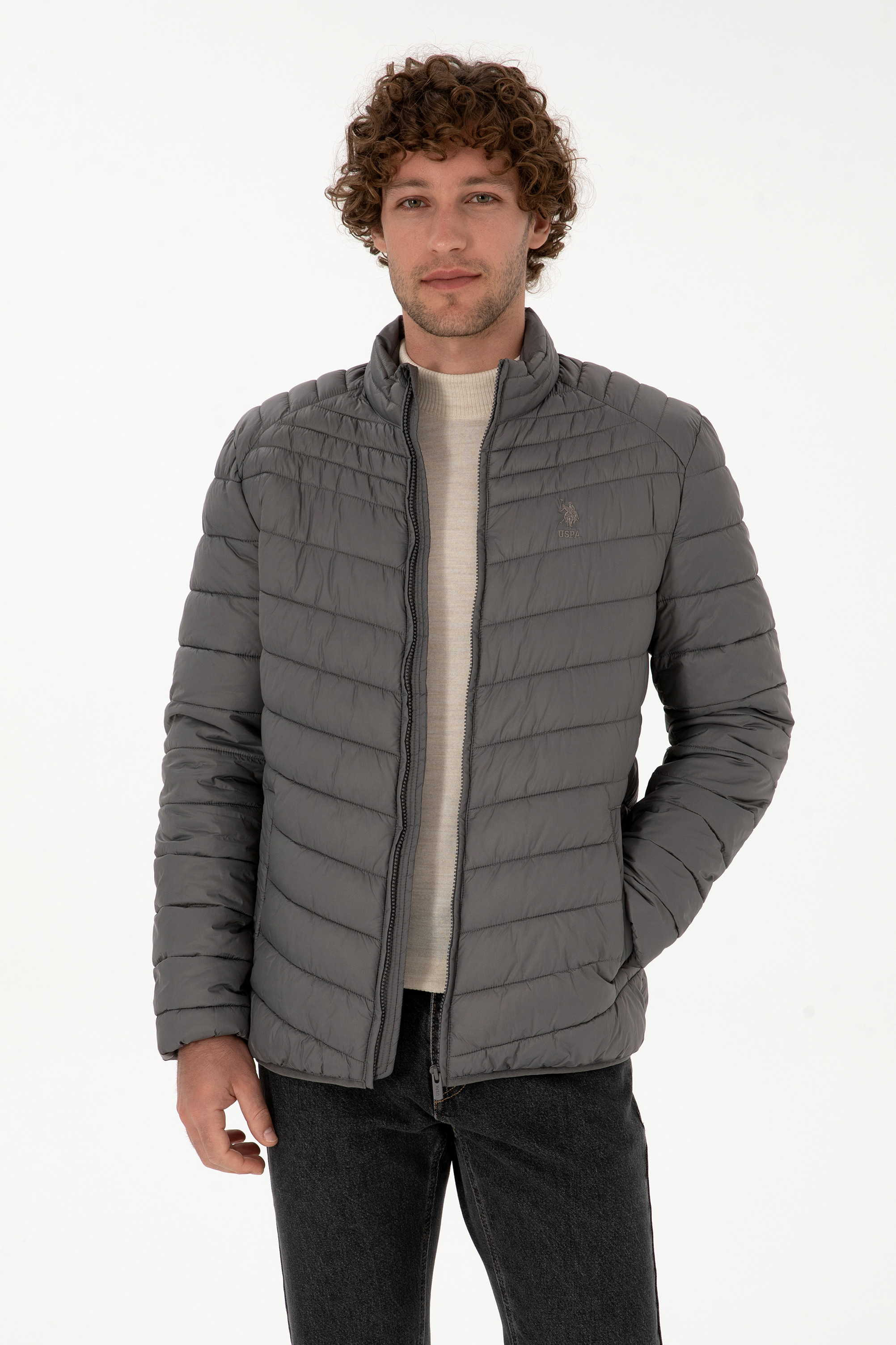 کاپشن خاکستری بیسیک مردانه یو اس پولو | US POLO ASSN