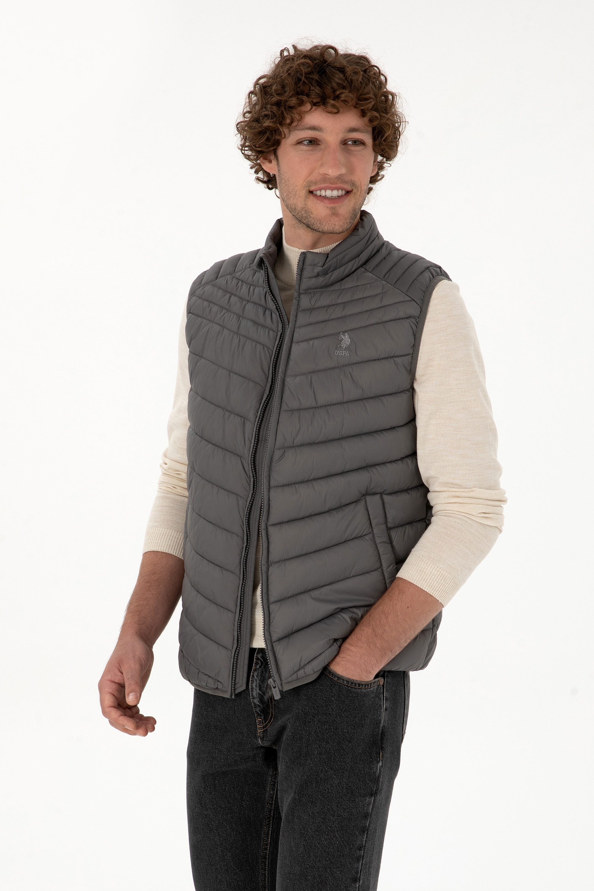 جلیقه خاکستری بیسیک مردانه یو اس پولو | US POLO ASSN