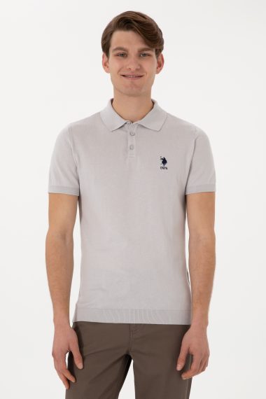 تی شرت یقه پولو خاکستری روشن  رگولار  مردانه یو اس پولو | US POLO ASSN