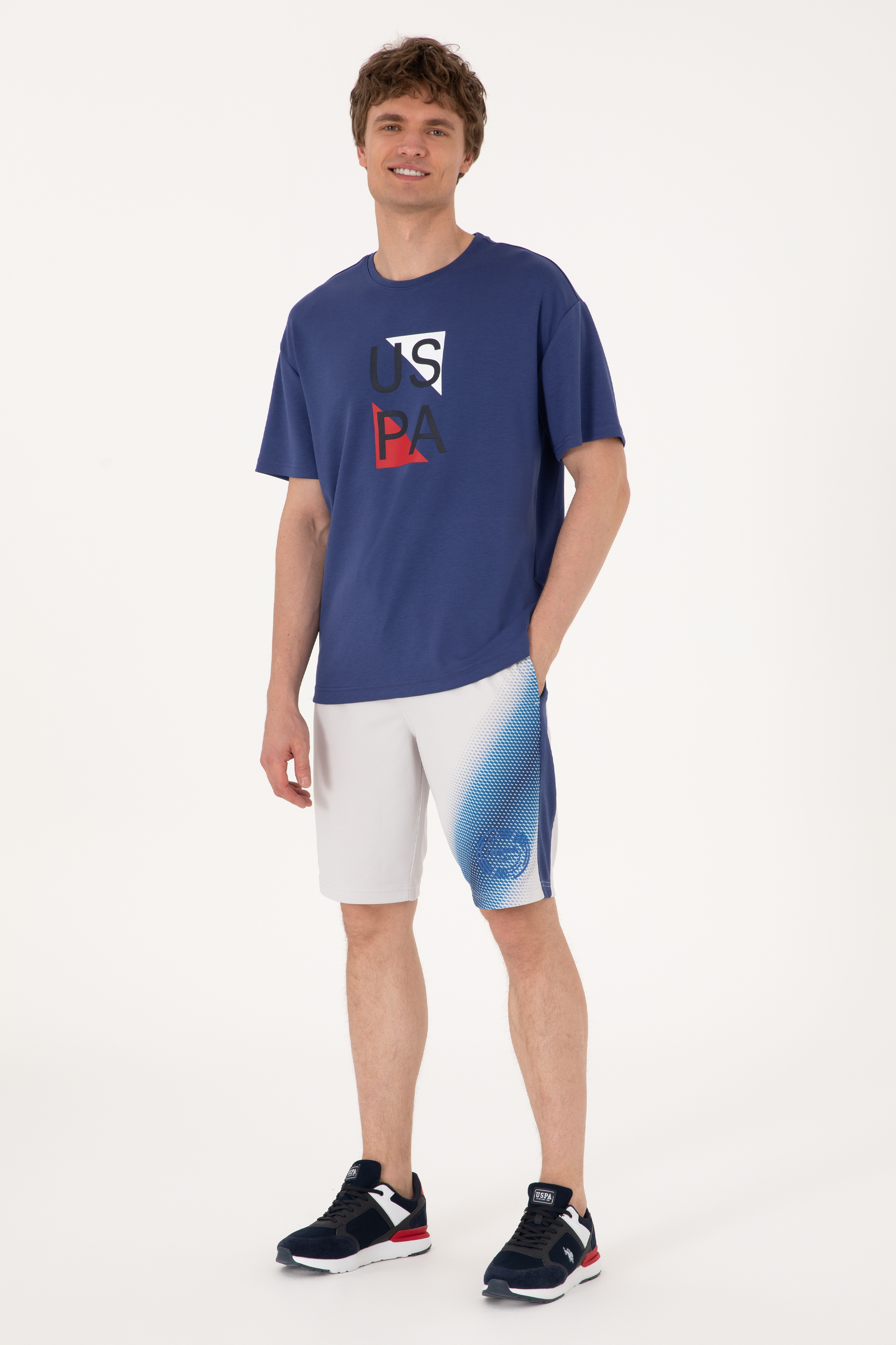 شلوارک خاکستری روشن رگولار مردانه یو اس پولو | US POLO ASSN
