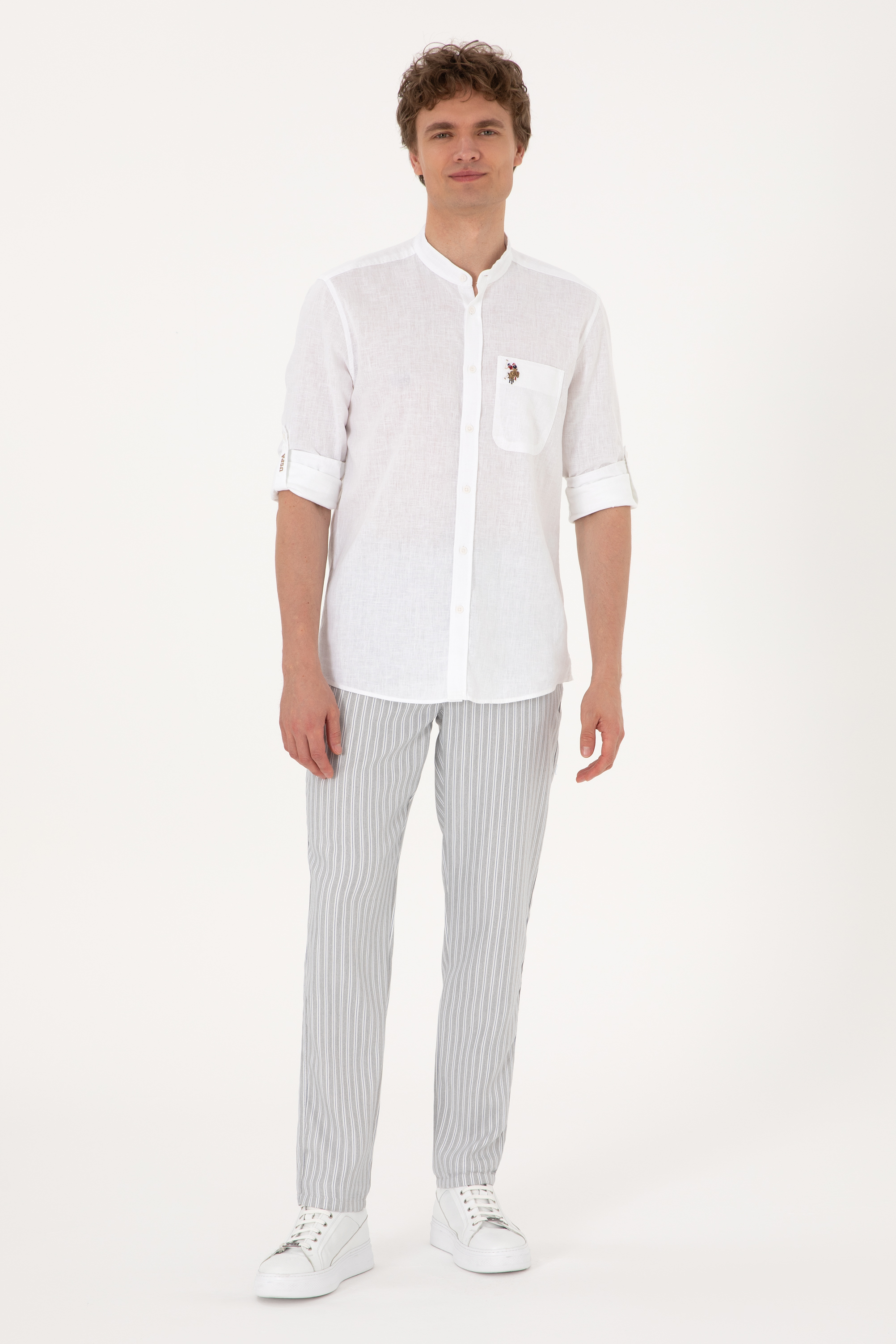 شلوار کانواس خاکستری روشن هویجی مردانه یو اس پولو | US POLO ASSN