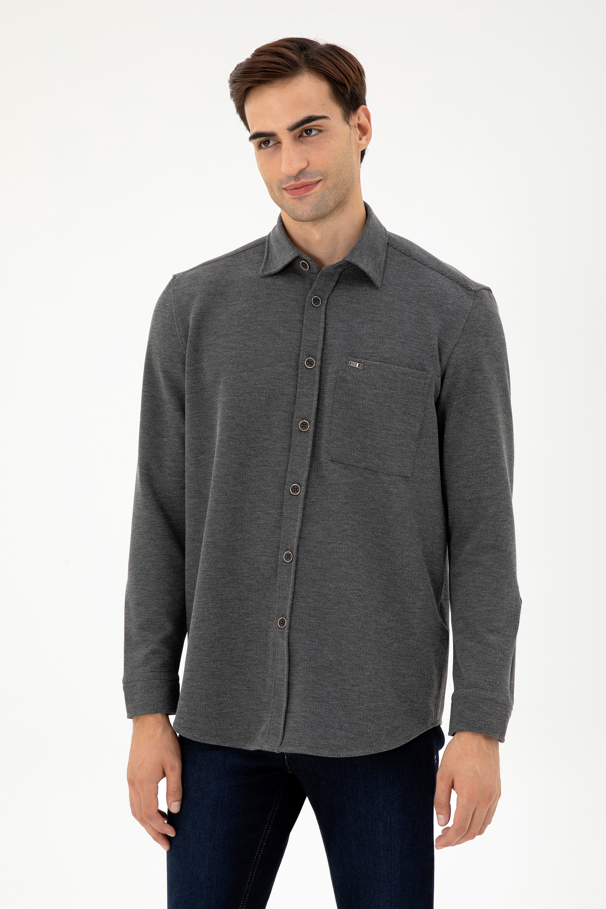 پیراهن خاکستری روشن ریلکس مردانه یو اس پولو | US POLO ASSN