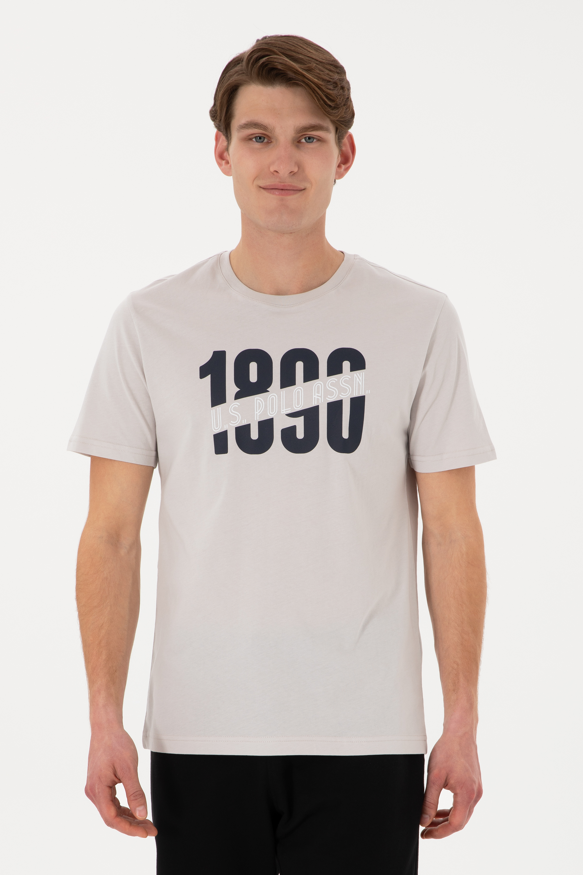 تی شرت خاکستری روشن رگولار مردانه یو اس پولو | US POLO ASSN