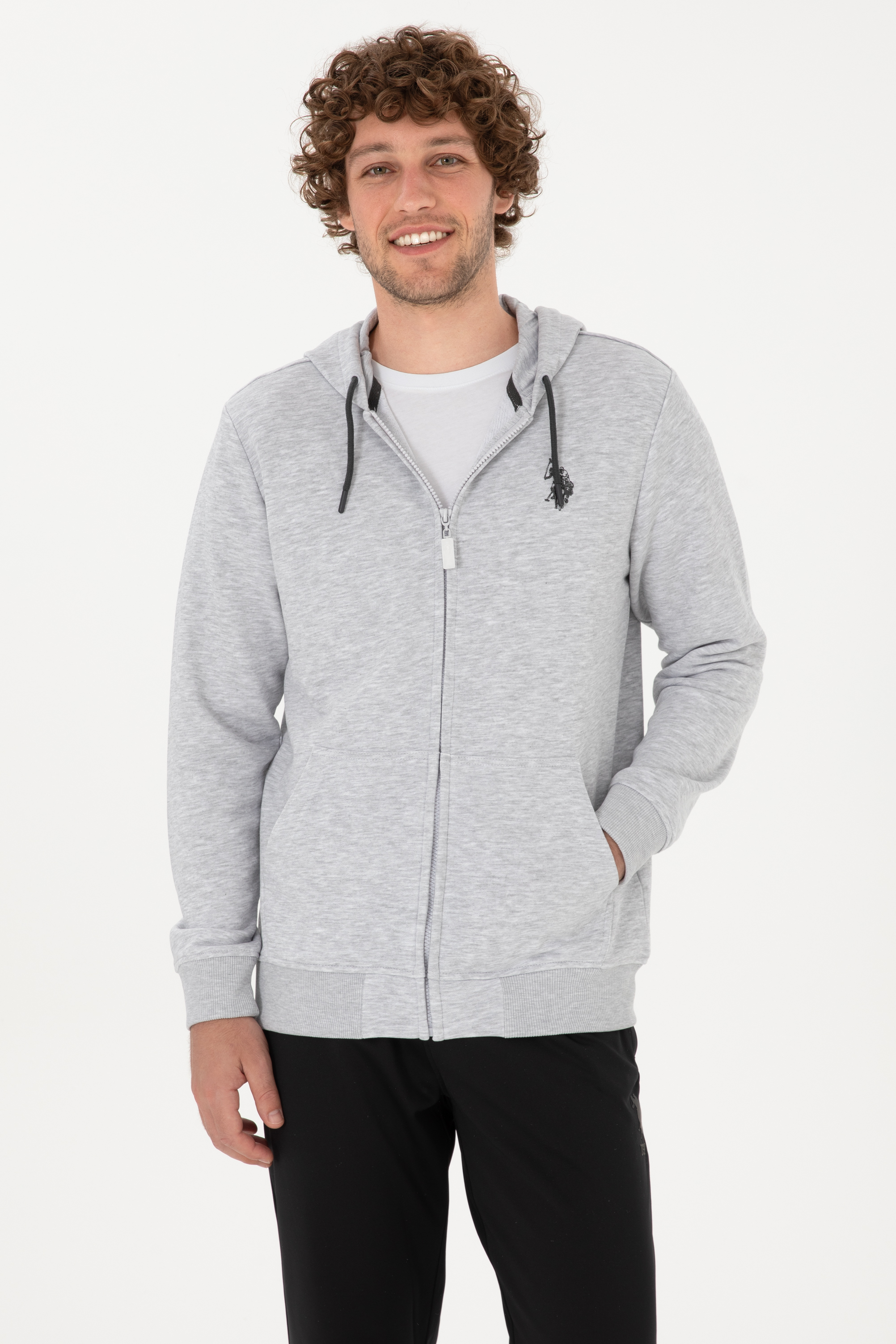 ژاکت خاکستری روشن رگولار مردانه یو اس پولو | US POLO ASSN