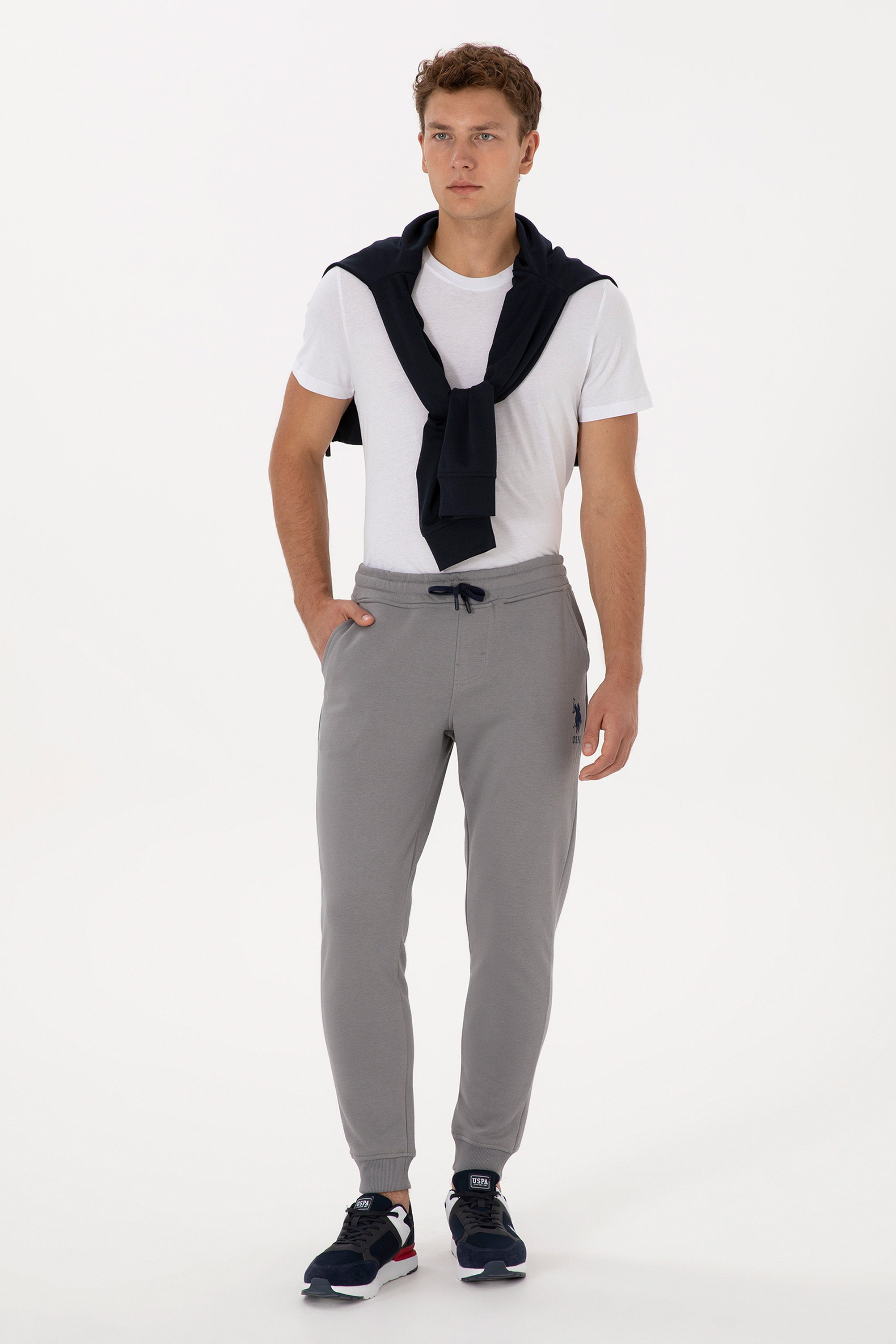 شلوار ورزشی خاکستری روشن اندامی مردانه یو اس پولو | US POLO ASSN
