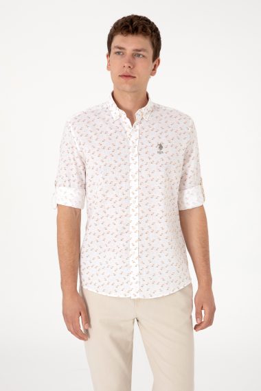 پیراهن  خاکی  رگولار  مردانه یو اس پولو | US POLO ASSN