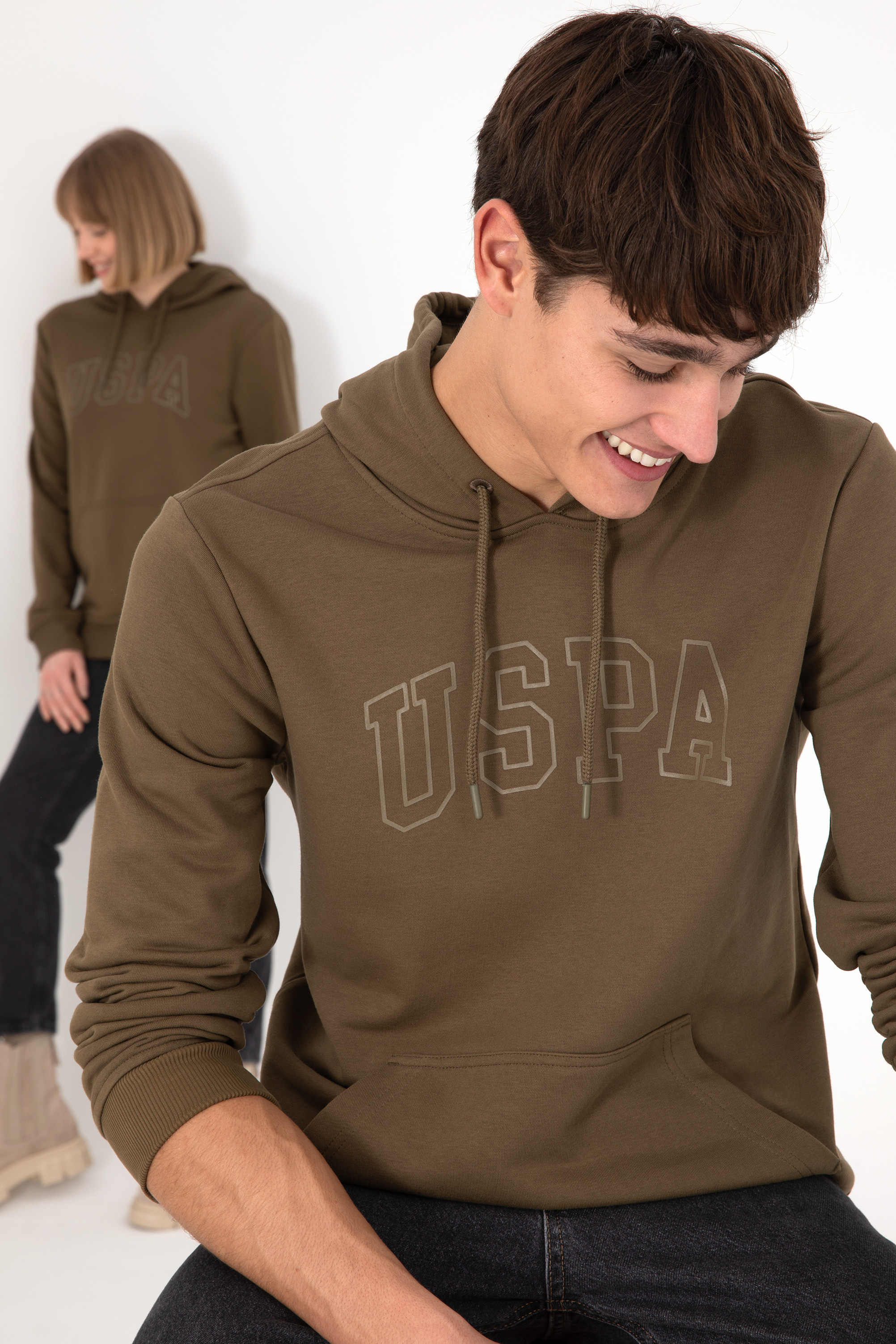 سویشرت بیسیک خاکی رگولار مردانه یو اس پولو | US POLO ASSN