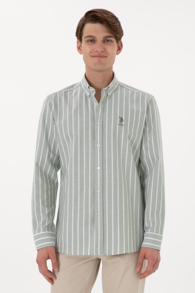 پیراهن  خاکی  رگولار  مردانه یو اس پولو | US POLO ASSN