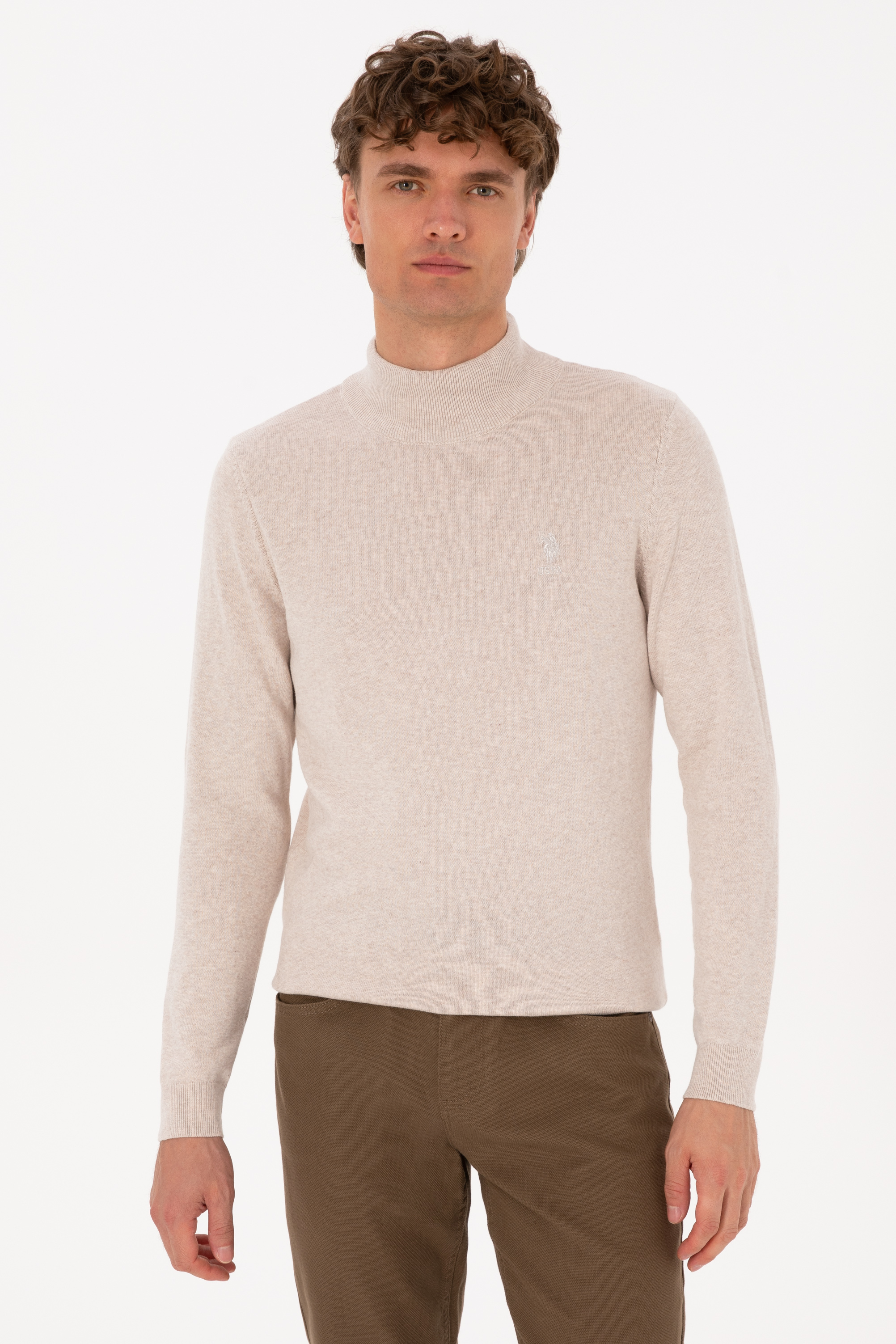 بافت بیسیک خاکستری ملانژ اندامی مردانه یو اس پولو | US POLO ASSN