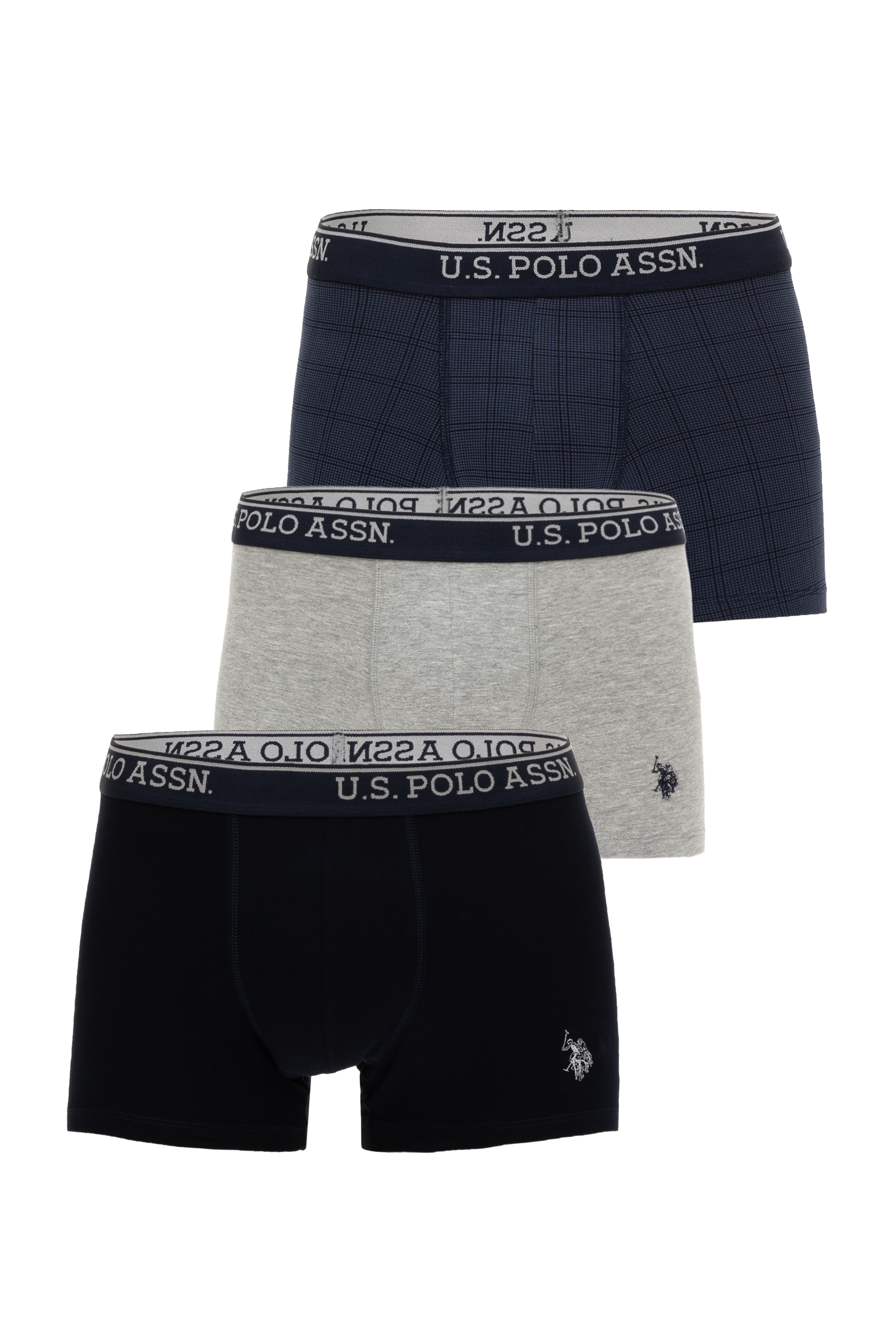 ست باکسر سه عدد خاکستری ملانژ استاندارد فیت مردانه یو اس پولو | US POLO ASSN