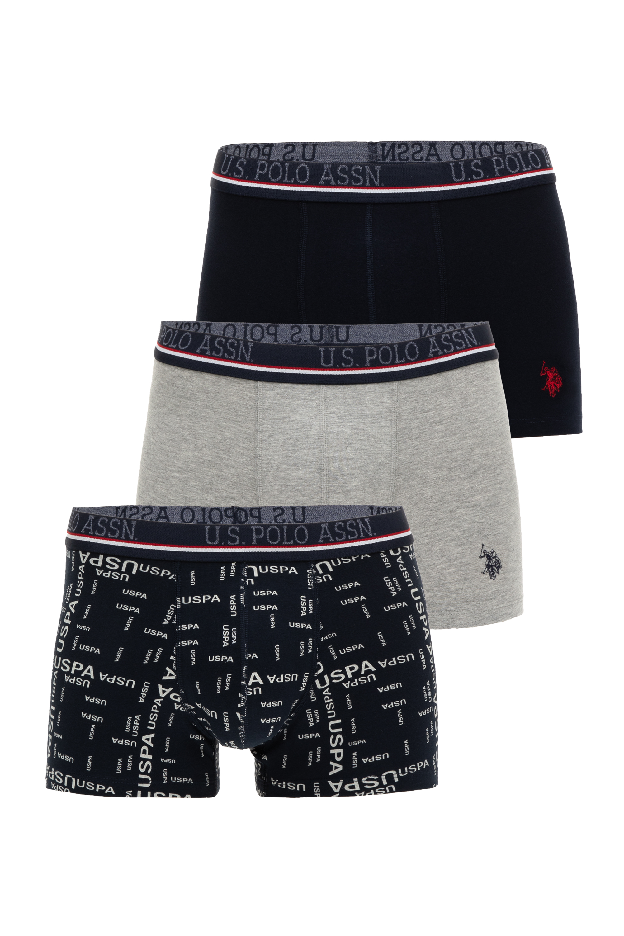 ست باکسر سه عدد خاکستری ملانژ استاندارد فیت مردانه یو اس پولو | US POLO ASSN