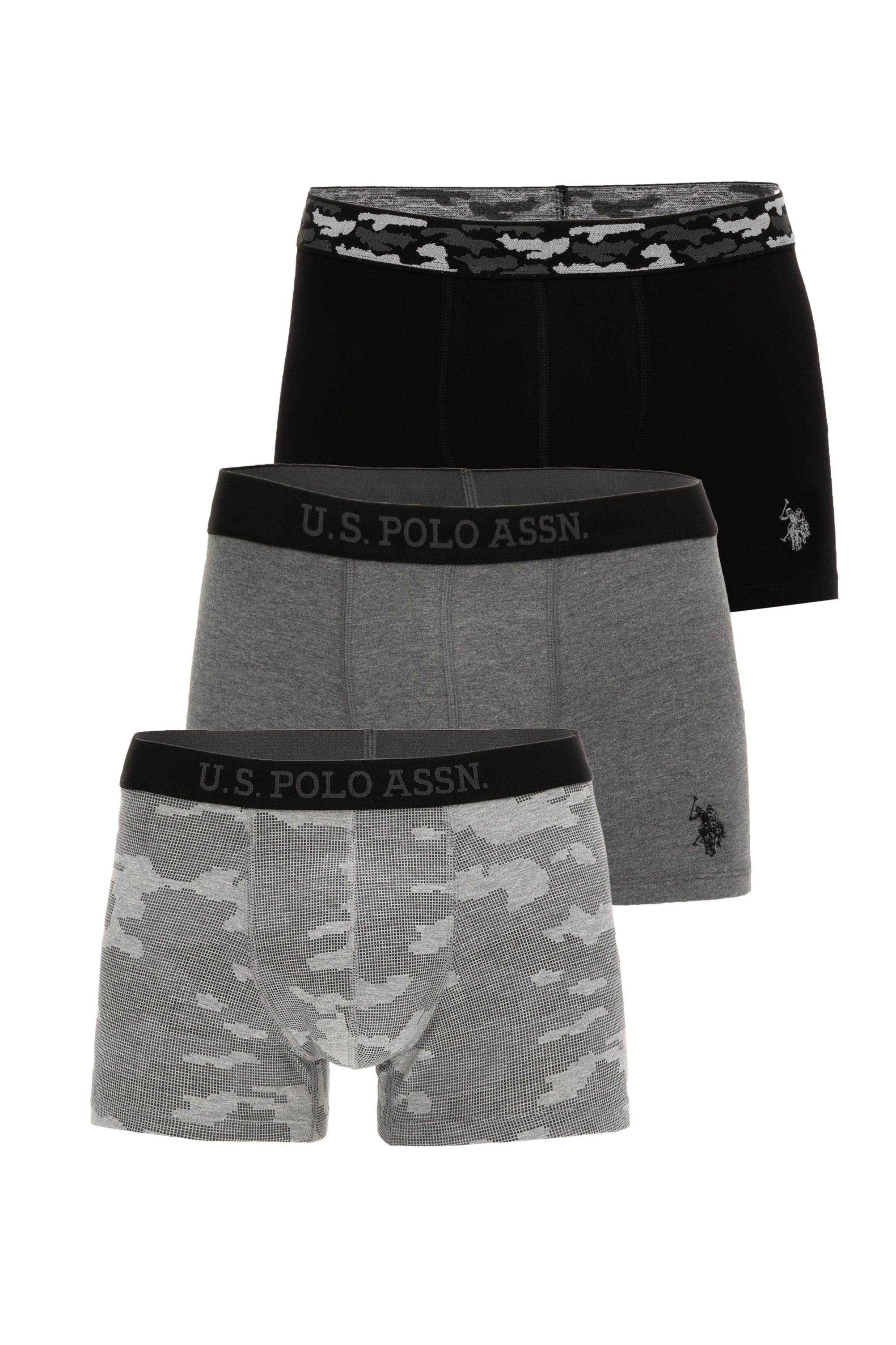 باکسر بیسیک خاکستری ملانژ استاندارد فیت مردانه یو اس پولو | US POLO ASSN