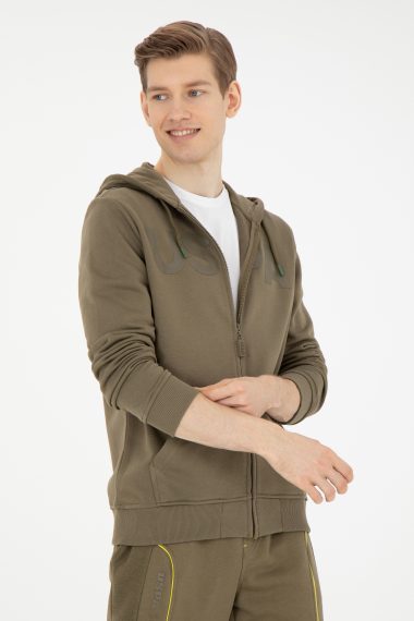 ژاکت هودی خاکی  رگولار آستین بلند مردانه یو اس پولو | US POLO ASSN