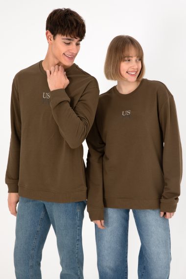 سویشرت بیسیک یقه گرد خاکی  ریلکس آستین بلند مردانه یو اس پولو | US POLO ASSN