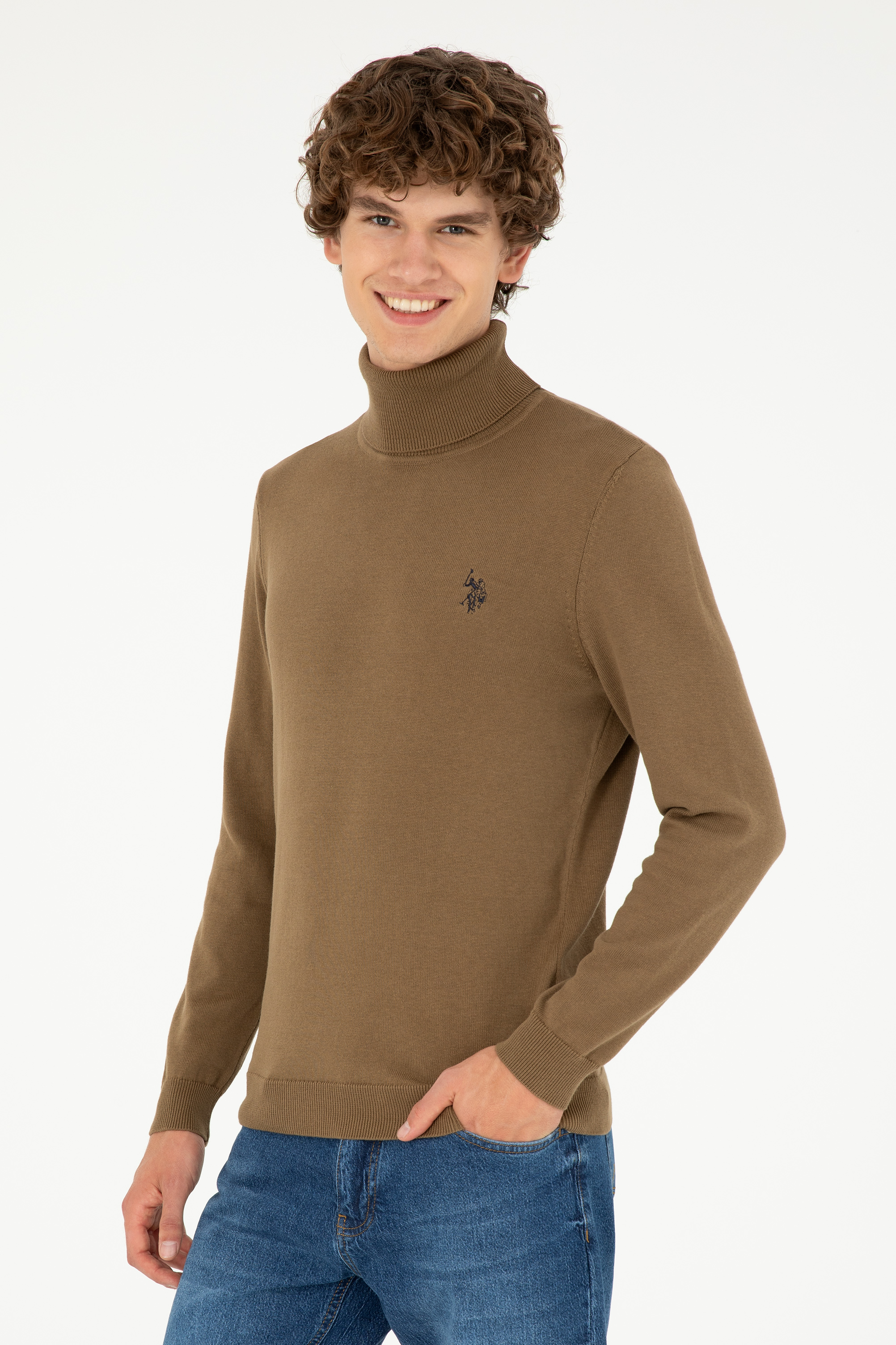 بافت بیسیک خاکی اندامی مردانه یو اس پولو | US POLO ASSN