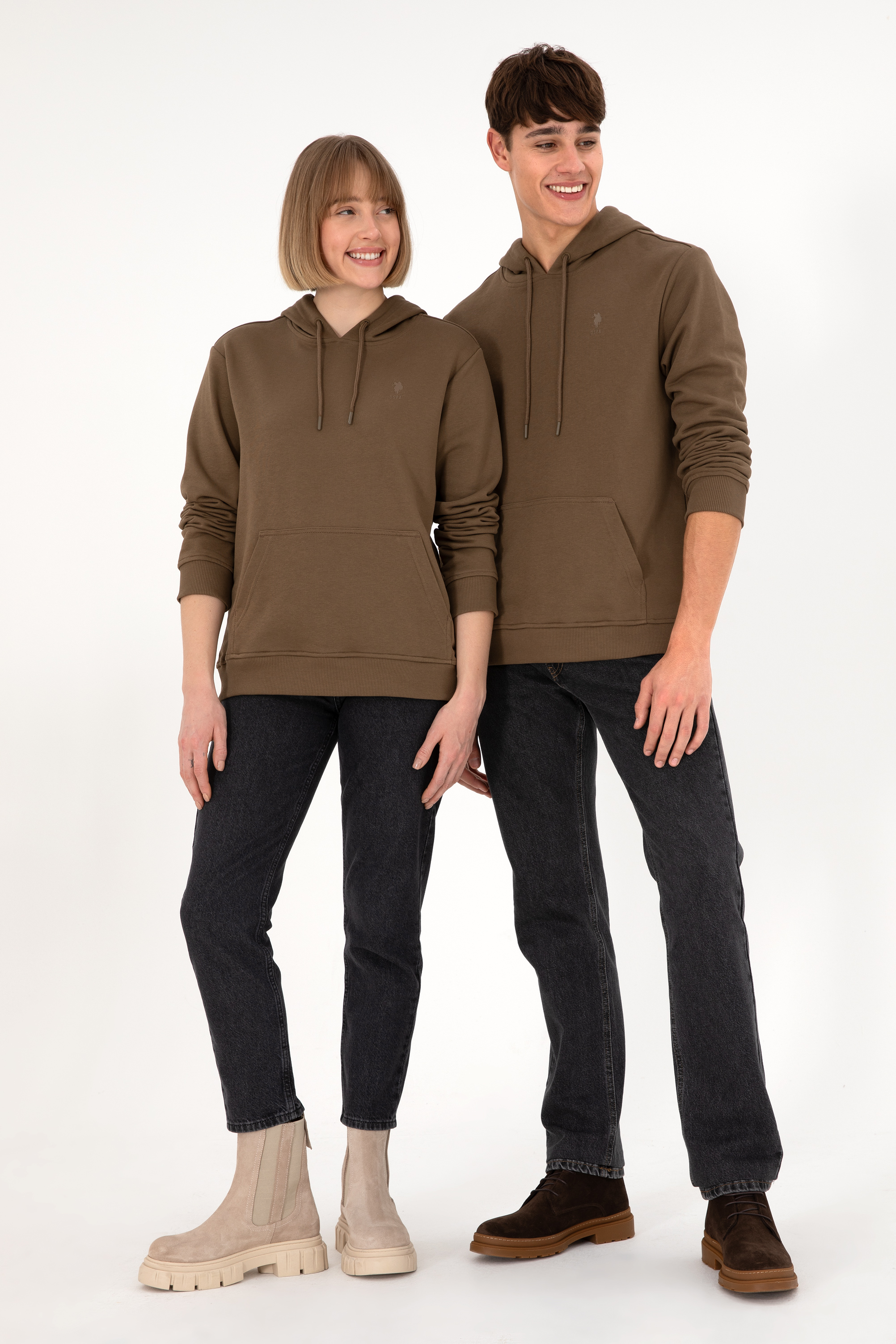 سویشرت بیسیک خاکی رگولار مردانه یو اس پولو | US POLO ASSN
