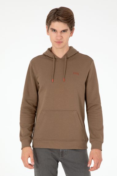 سویشرت هودی بیسیک  خاکی  رگولار  مردانه یو اس پولو | US POLO ASSN