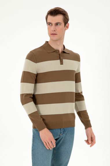 بافت یقه پولو خاکی  رگولار  مردانه یو اس پولو | US POLO ASSN