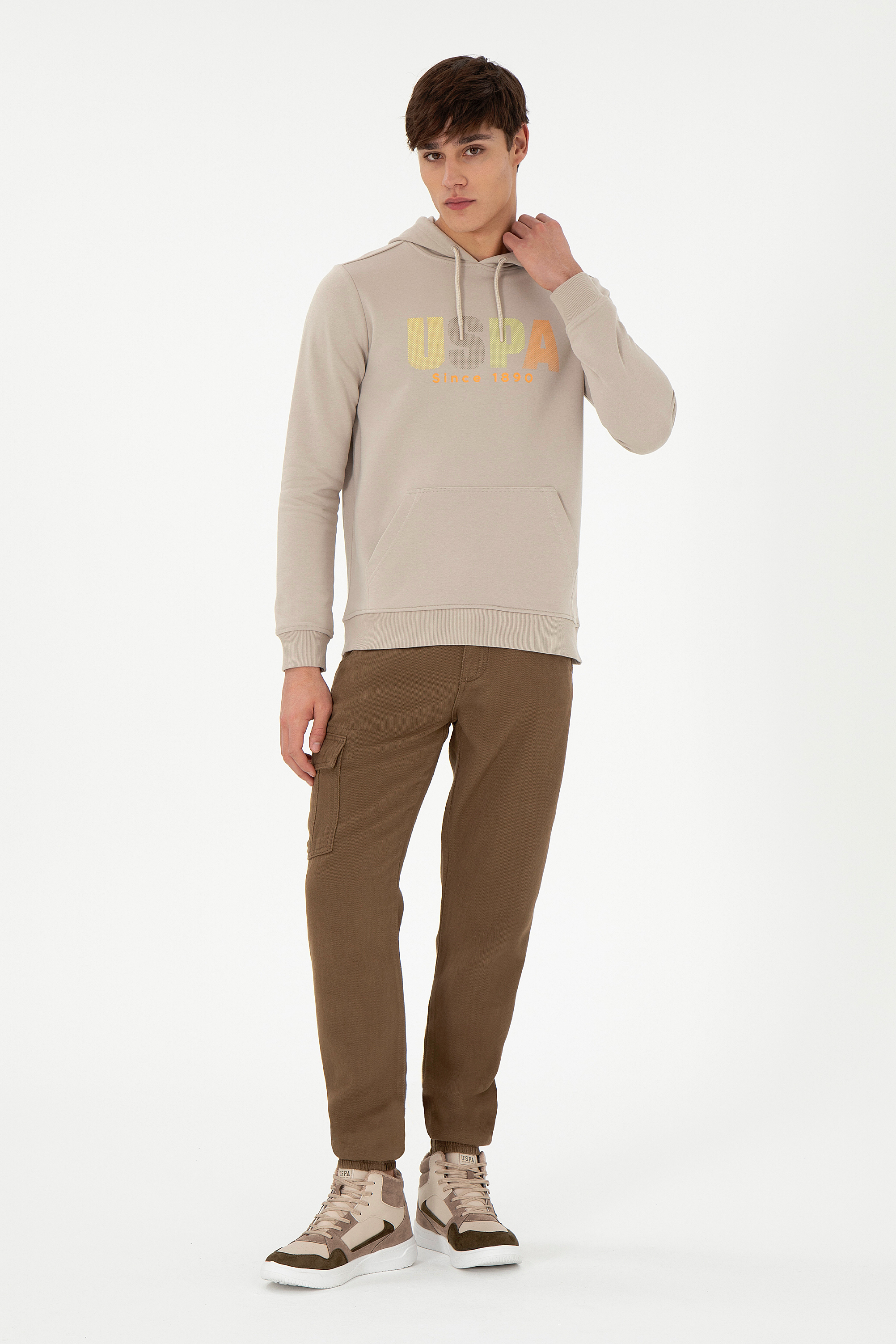 شلوار کانواس خاکی جاگر مردانه یو اس پولو | US POLO ASSN