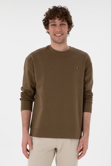 سویشرت یقه گرد خاکی  ریلکس  مردانه یو اس پولو | US POLO ASSN