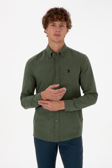 پیراهن  خاکی  اندامی  مردانه یو اس پولو | US POLO ASSN