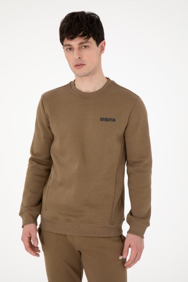 سویشرت یقه گرد خاکی  رگولار آستین بلند مردانه یو اس پولو | US POLO ASSN