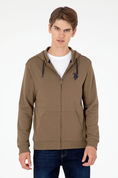 ژاکت هودی خاکی  رگولار آستین بلند مردانه یو اس پولو | US POLO ASSN