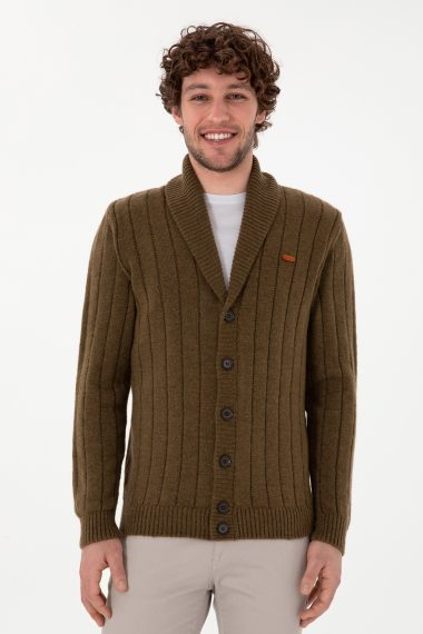 ژاکت تریکو  خاکی  اندامی  مردانه یو اس پولو | US POLO ASSN