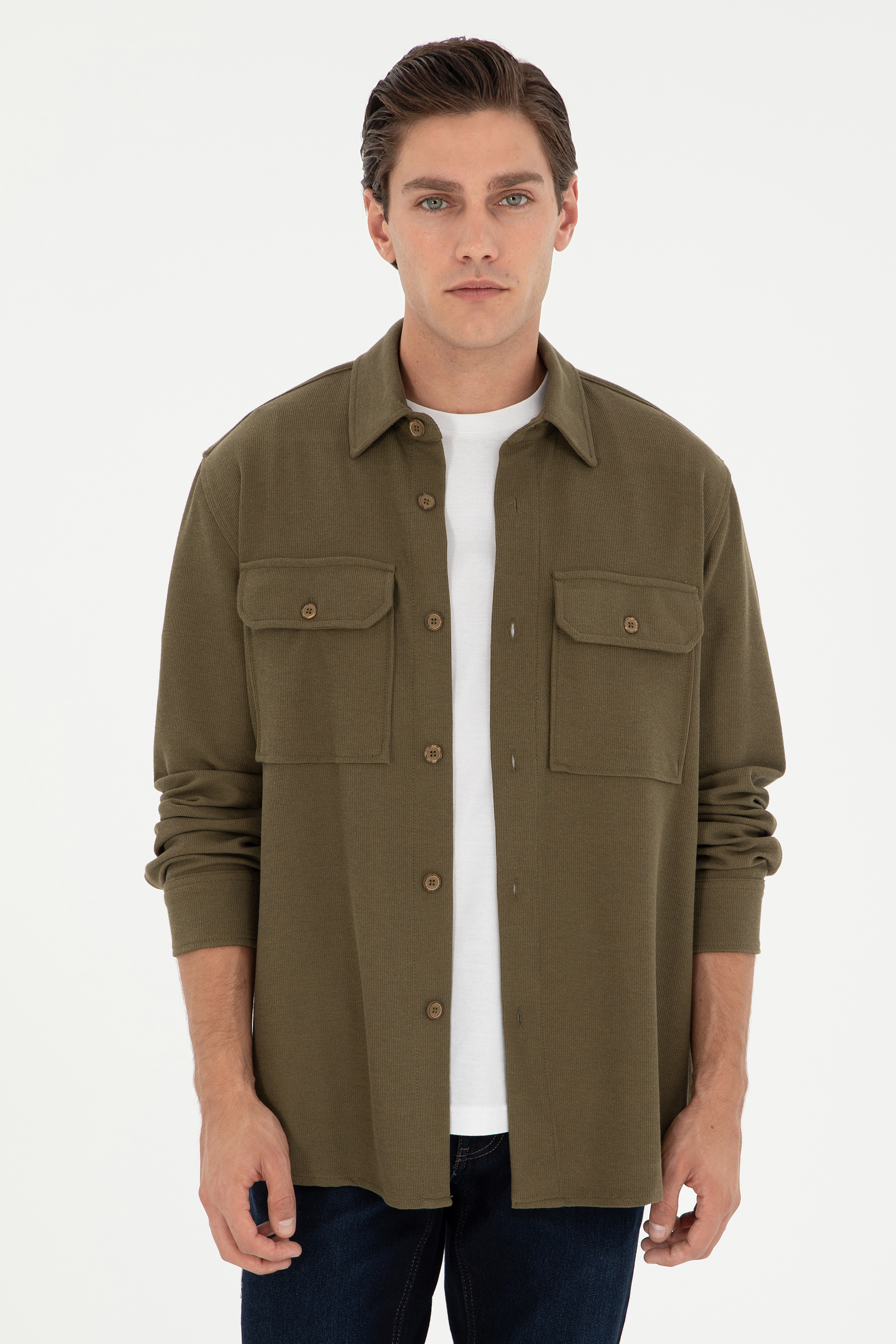 پیراهن خاکی ریلکس مردانه یو اس پولو | US POLO ASSN
